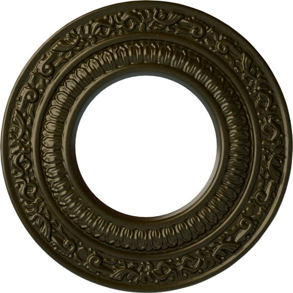 Ekena Millwork 8 1/8"OD x 4 1/8"ID x 1/2"P Andrea Ceiling Medallion (Fits Canopies up to 4 1/8"), Hand-Painted Green Gold