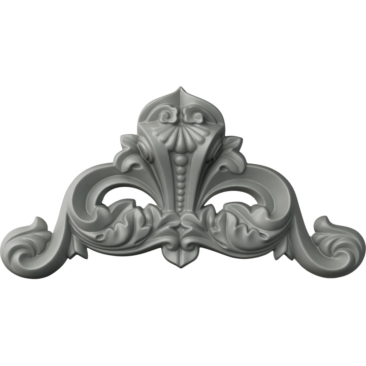 Gray Polyurethane Beaded Scroll Wall Applique