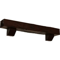 Ekena Millwork 8"H x 10"D x 48"W Hand Hewn Faux Wood Fireplace Mantel Kit with Ashford Corbels, Natural Pecan