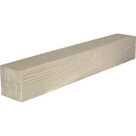 Ekena Millwork 8"H x 10"D x 60"W Sandblasted Faux Wood Fireplace Mantel, White Washed