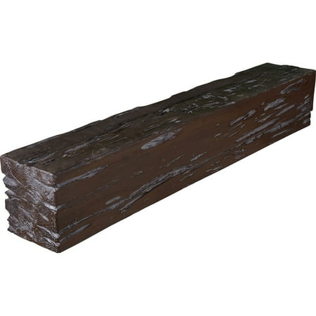 Ekena Millwork 8"H x 10"D x 72"W Pecky Cypress Faux Wood Fireplace Mantel, Burnished Mahogany
