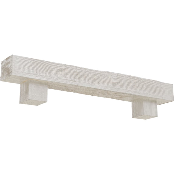 Ekena Millwork 8"H x 10"D x 72"W Rough Sawn Faux Wood Fireplace Mantel Kit w/ Alamo Corbels, Factory Prepped