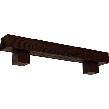 Ekena Millwork 8"H x 10"D x 72"W Sandblasted Faux Wood Fireplace Mantel Kit w/ Alamo Corbels, Natural Pecan