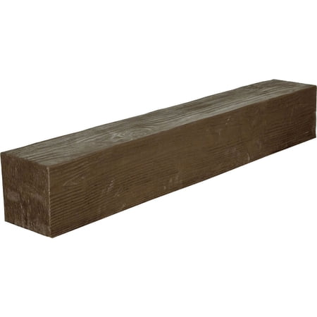Ekena Millwork 8"H x 10"D x 72"W Sandblasted Faux Wood Fireplace Mantel, Natural Mahogany