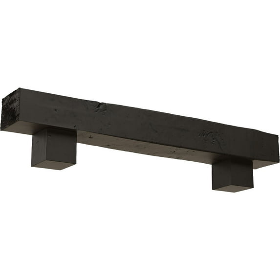 Ekena Millwork 8"H x 12"D x 48"W Knotty Pine Faux Wood Fireplace Mantel Kit w/ Alamo Corbels, Burnished Cedar