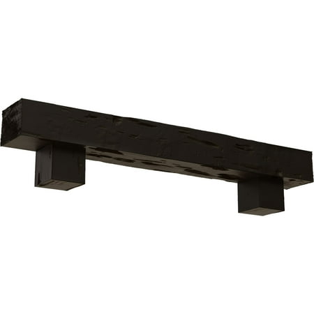 Ekena Millwork 8"H x 12"D x 60"W Pecky Cypress Faux Wood Fireplace Mantel Kit w/ Alamo Corbels, Natural Ash