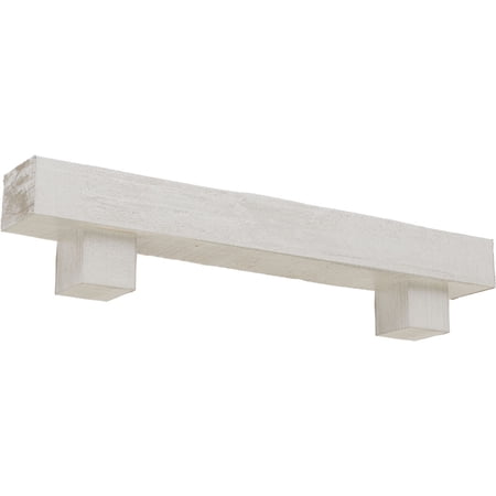 Ekena Millwork 8"H x 12"D x 60"W Rough Cedar Faux Wood Fireplace Mantel Kit w/ Alamo Corbels, Factory Prepped