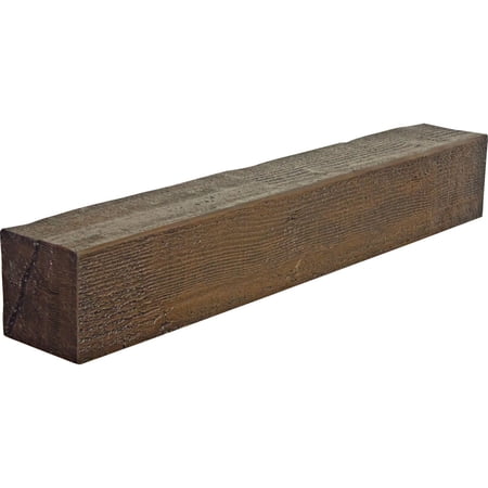 Ekena Millwork 8"H x 12"D x 60"W Rough Sawn Faux Wood Fireplace Mantel, Premium Hickory