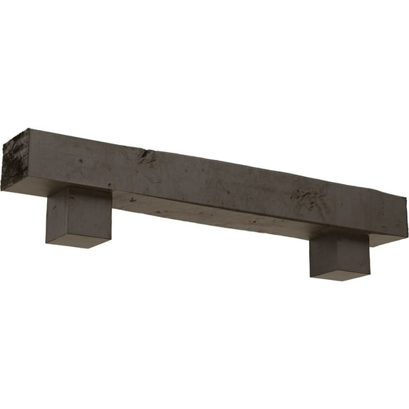 Ekena Millwork 8"H x 12"D x 72"W Knotty Pine Faux Wood Fireplace Mantel Kit w/ Alamo Corbels, Natural Honey Dew