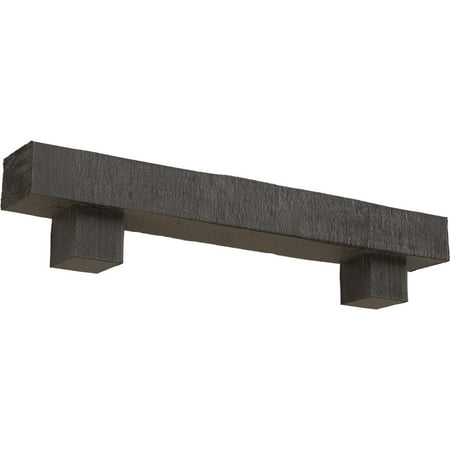 Ekena Millwork 8"H x 12"D x 72"W Rough Cedar Faux Wood Fireplace Mantel Kit w/ Alamo Corbels, Aged Cedar