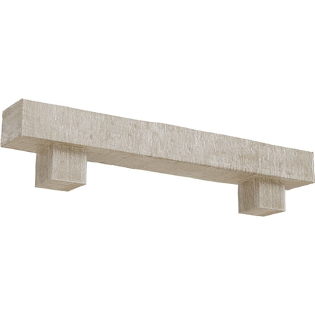 Ekena Millwork 8"H x 12"D x 72"W Rough Cedar Faux Wood Fireplace Mantel Kit w/ Alamo Corbels, White Washed