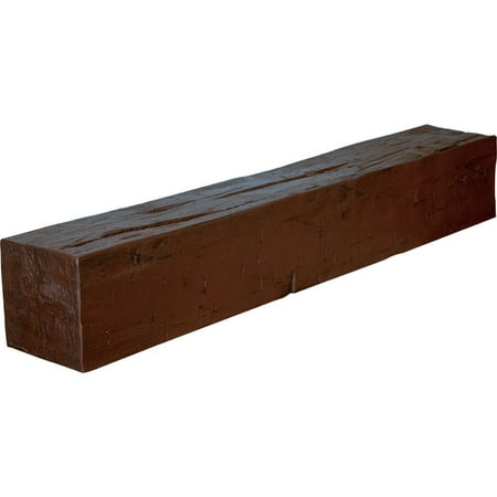 Ekena Millwork 8"H x 8"D x 36"W Hand Hewn Faux Wood Fireplace Mantel, Natural Pecan