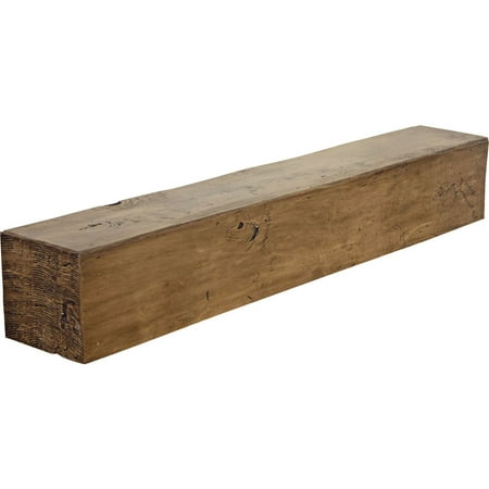 Ekena Millwork 8"H x 8"D x 36"W Knotty Pine Faux Wood Fireplace Mantel, Premium Aged