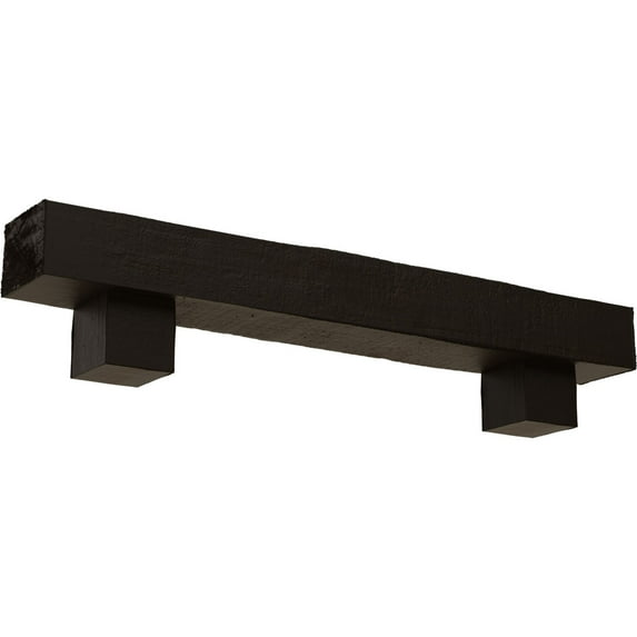 Ekena Millwork 8"H x 8"D x 48"W Rough Cedar Faux Wood Fireplace Mantel Kit w/ Alamo Corbels, Natural Ash