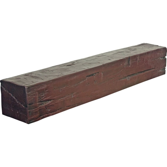 Ekena Millwork 8"H x 8"D x 84"W Hand Hewn Faux Wood Fireplace Mantel, Premium Cherry