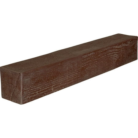 Ekena Millwork 8"H x 8"D x 84"W Rough Sawn Faux Wood Fireplace Mantel, Aged Pecan