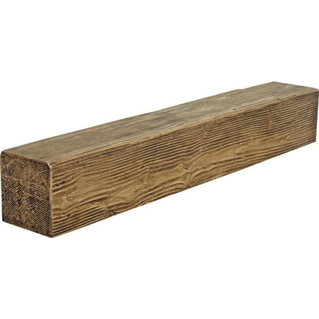 Ekena Millwork 8"H x 8"D x 84"W Sandblasted Faux Wood Fireplace Mantel, Premium Aged