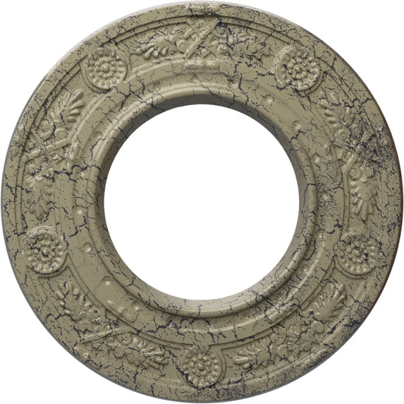 Ekena Millwork 8"OD x 3 7/8"ID x 1/2"P Daniela Ceiling Medallion (Fits Canopies up to 3 7/8"), Hand-Painted Castle Stone Crackle