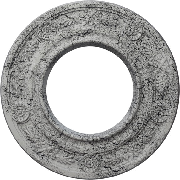 Ekena Millwork 8"OD x 3 7/8"ID x 1/2"P Daniela Ceiling Medallion (Fits Canopies up to 3 7/8"), Hand-Painted Ultra Pure White Crackle