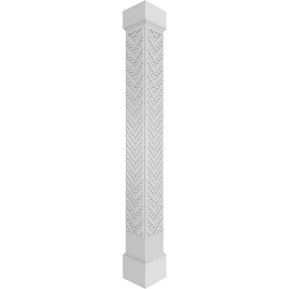Ekena Millwork 8"W x 10'H Craftsman Classic Square Non-Tapered Gilcrest Fretwork Column w/ Mission Capital & Mission Base