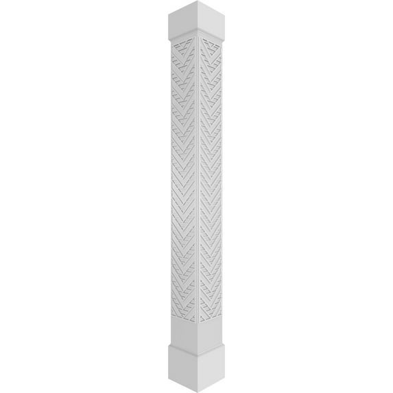 Ekena Millwork 8"W x 10'H Craftsman Classic Square Non-Tapered Gilcrest Fretwork Column w/ Standard Capital & Standard Base
