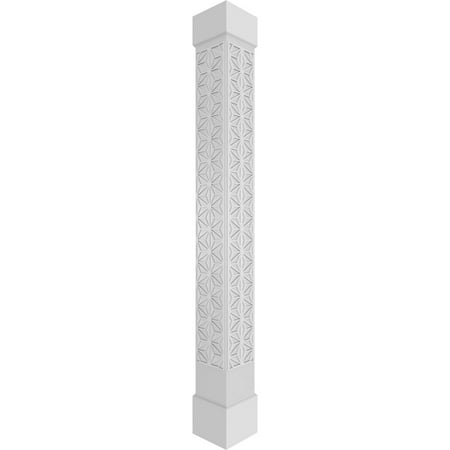Ekena Millwork 8"W x 10'H Craftsman Classic Square Non-Tapered Hampton Fretwork Column w/ Standard Capital & Standard Base