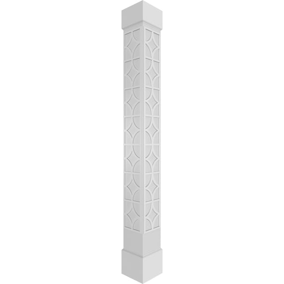 Ekena Millwork 8"W x 10'H Craftsman Classic Square Non-Tapered Magnolia Fretwork Column w/ Standard Capital & Standard Base