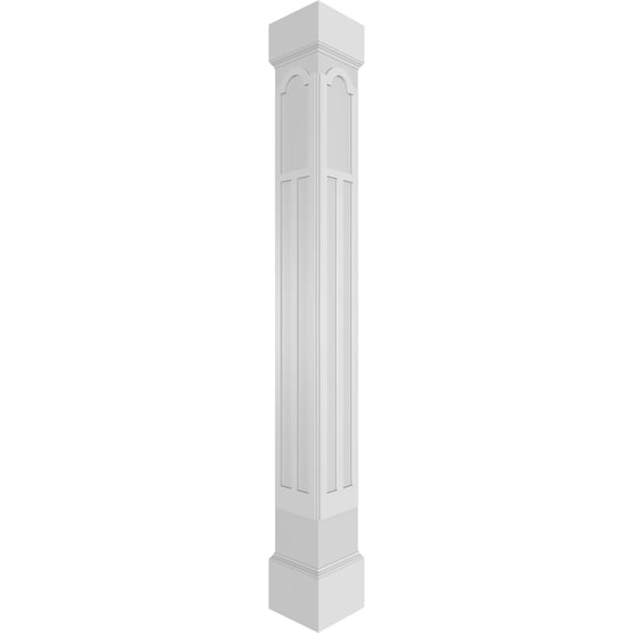 Ekena Millwork 8"W x 10'H Craftsman Classic Square Non-Tapered Paramount Fretwork Column w/ Mission Capital & Mission Base