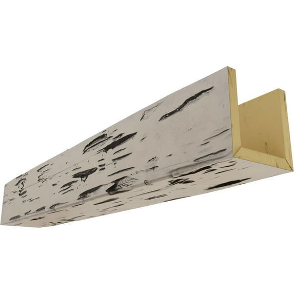 Ekena Millwork 8"W x 12"H x 20'L 3-Sided (U-beam) Pecky Cypress Endurathane Faux Wood Ceiling Beam, Burnished Pine
