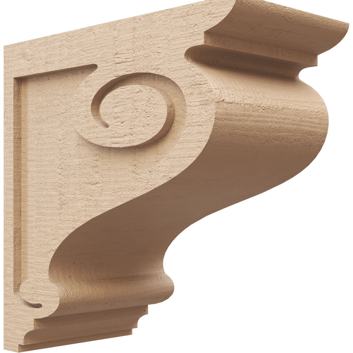 8"W x 16"D x 16"H Classic Scroll Rough Cedar Woodgrain TimberThane Corbel, Primed Tan