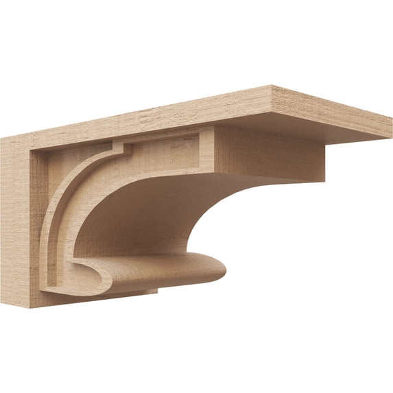8"W x 16"D x 8"H Wide Alma Rough Cedar Woodgrain TimberThane Corbel, Primed Tan