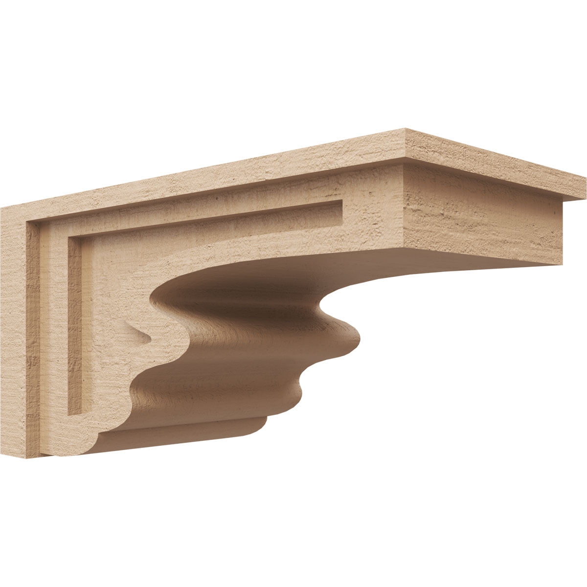 8"W x 16"D x 8"H Wide Highland Rough Cedar Woodgrain TimberThane Corbel, Primed Tan