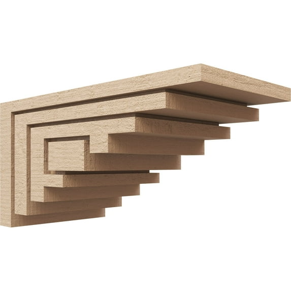 8"W x 16"D x 8"H Wide Landon Rough Cedar Woodgrain TimberThane Corbel, Primed Tan