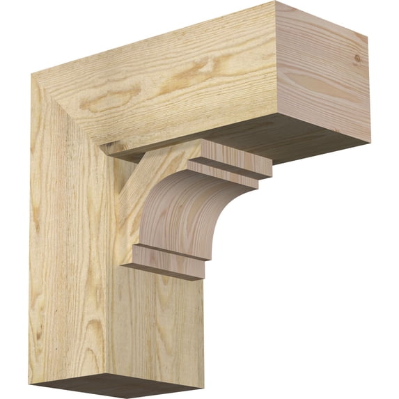 Ekena Millwork 8"W x 18"D x 18"H Merced Block Rough Sawn Bracket w/ Offset Brace, Douglas Fir