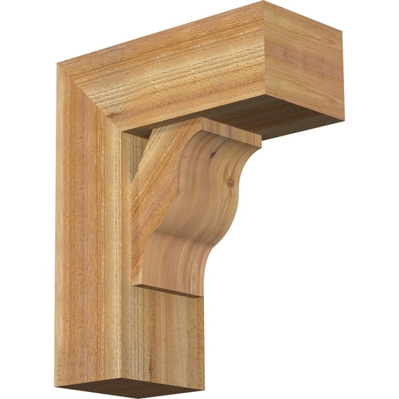 Ekena Millwork 8"W x 18"D x 22"H Funston Block Rough Sawn Bracket w/ Offset Brace, Western Red Cedar