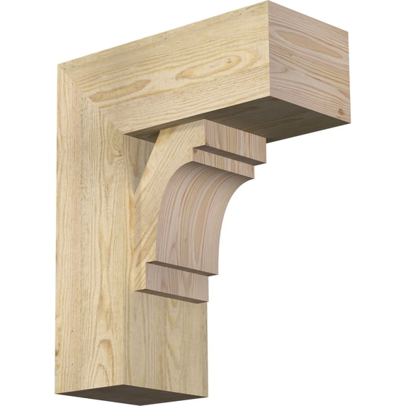 Ekena Millwork 8"W x 18"D x 22"H Merced Block Rough Sawn Bracket w/ Offset Brace, Douglas Fir