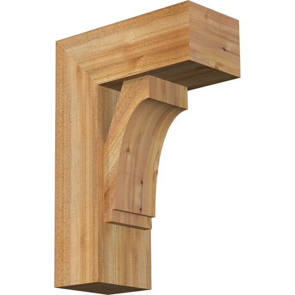 Ekena Millwork 8"W x 18"D x 26"H Imperial Block Rough Sawn Bracket w/ Offset Brace, Western Red Cedar