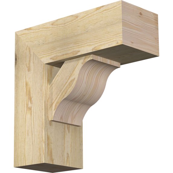 Ekena Millwork 8"W x 20"D x 20"H Funston Block Rough Sawn Bracket w/ Offset Brace, Douglas Fir