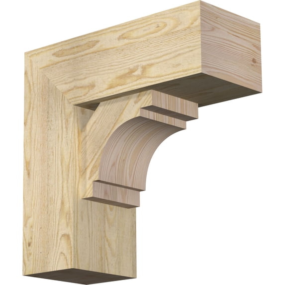 Ekena Millwork 8"W x 20"D x 20"H Merced Block Rough Sawn Bracket w/ Offset Brace, Douglas Fir