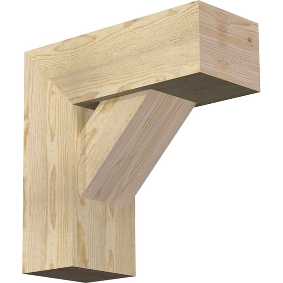 Ekena Millwork 8"W x 20"D x 20"H Traditional Block Rough Sawn Bracket w/ Offset Brace, Douglas Fir