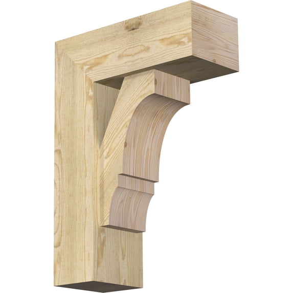Ekena Millwork 8"W x 20"D x 28"H Balboa Block Rough Sawn Bracket w/ Offset Brace, Douglas Fir