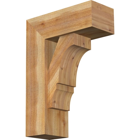 Ekena Millwork 8"W x 20"D x 28"H Balboa Block Rough Sawn Bracket w/ Offset Brace, Western Red Cedar