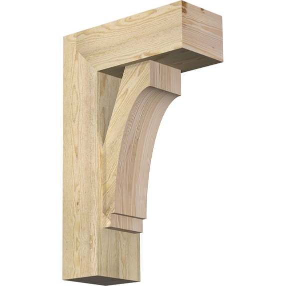 Ekena Millwork 8"W x 20"D x 32"H Imperial Block Rough Sawn Bracket w/ Offset Brace, Douglas Fir