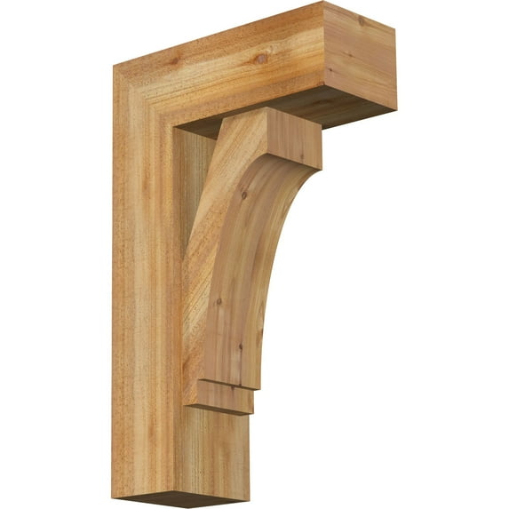 Ekena Millwork 8"W x 20"D x 32"H Imperial Block Rough Sawn Bracket w/ Offset Brace, Western Red Cedar
