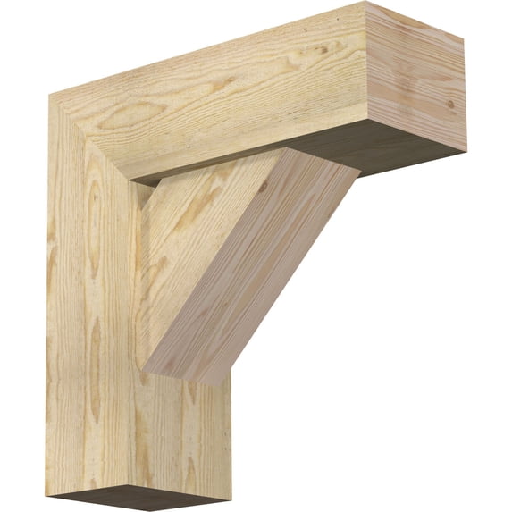 Ekena Millwork 8"W x 22"D x 22"H Traditional Block Rough Sawn Bracket w/ Offset Brace, Douglas Fir