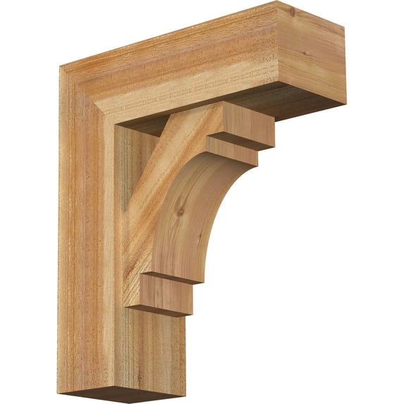 Ekena Millwork 8"W x 22"D x 26"H Merced Block Rough Sawn Bracket w/ Offset Brace, Western Red Cedar