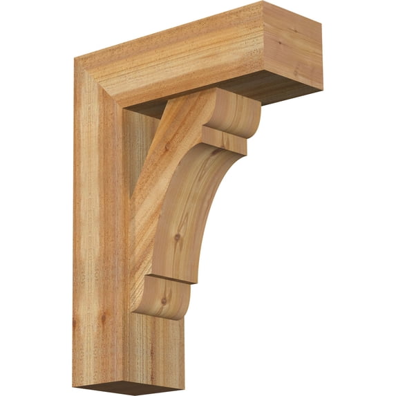 Ekena Millwork 8"W x 22"D x 30"H Olympic Block Rough Sawn Bracket w/ Offset Brace, Western Red Cedar