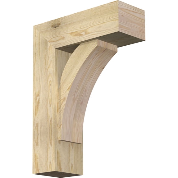 Ekena Millwork 8"W x 22"D x 30"H Thorton Block Rough Sawn Bracket w/ Offset Brace, Douglas Fir