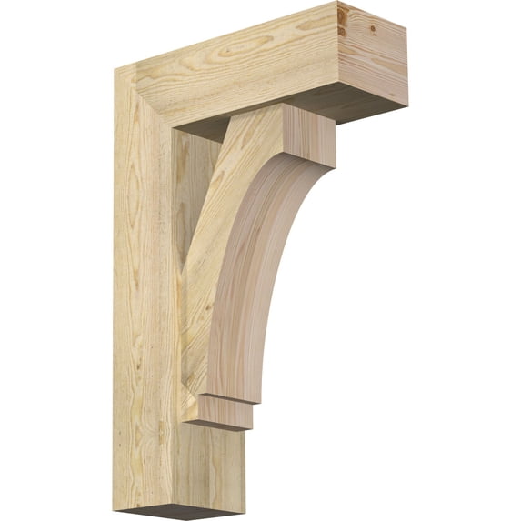 Ekena Millwork 8"W x 22"D x 34"H Imperial Block Rough Sawn Bracket w/ Offset Brace, Douglas Fir