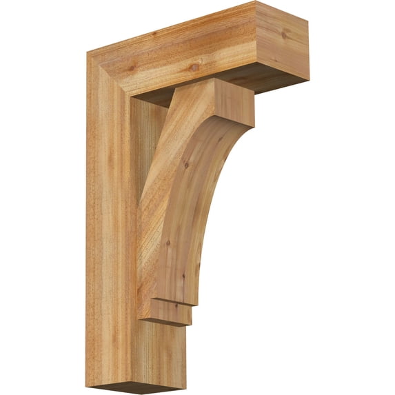 Ekena Millwork 8"W x 22"D x 34"H Imperial Block Rough Sawn Bracket w/ Offset Brace, Western Red Cedar